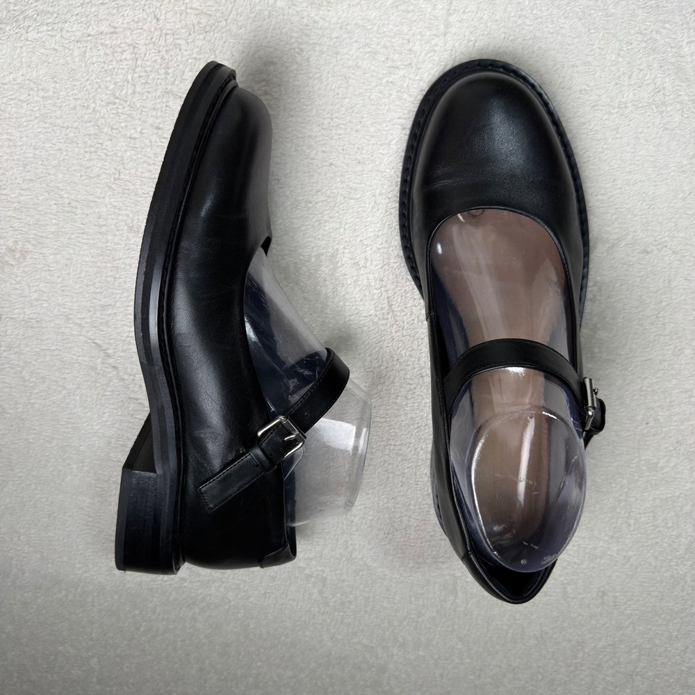 Isabella Anselmi Black Leather Mary Jane Flats Buckle Strap Shoes Size 39 Y2K